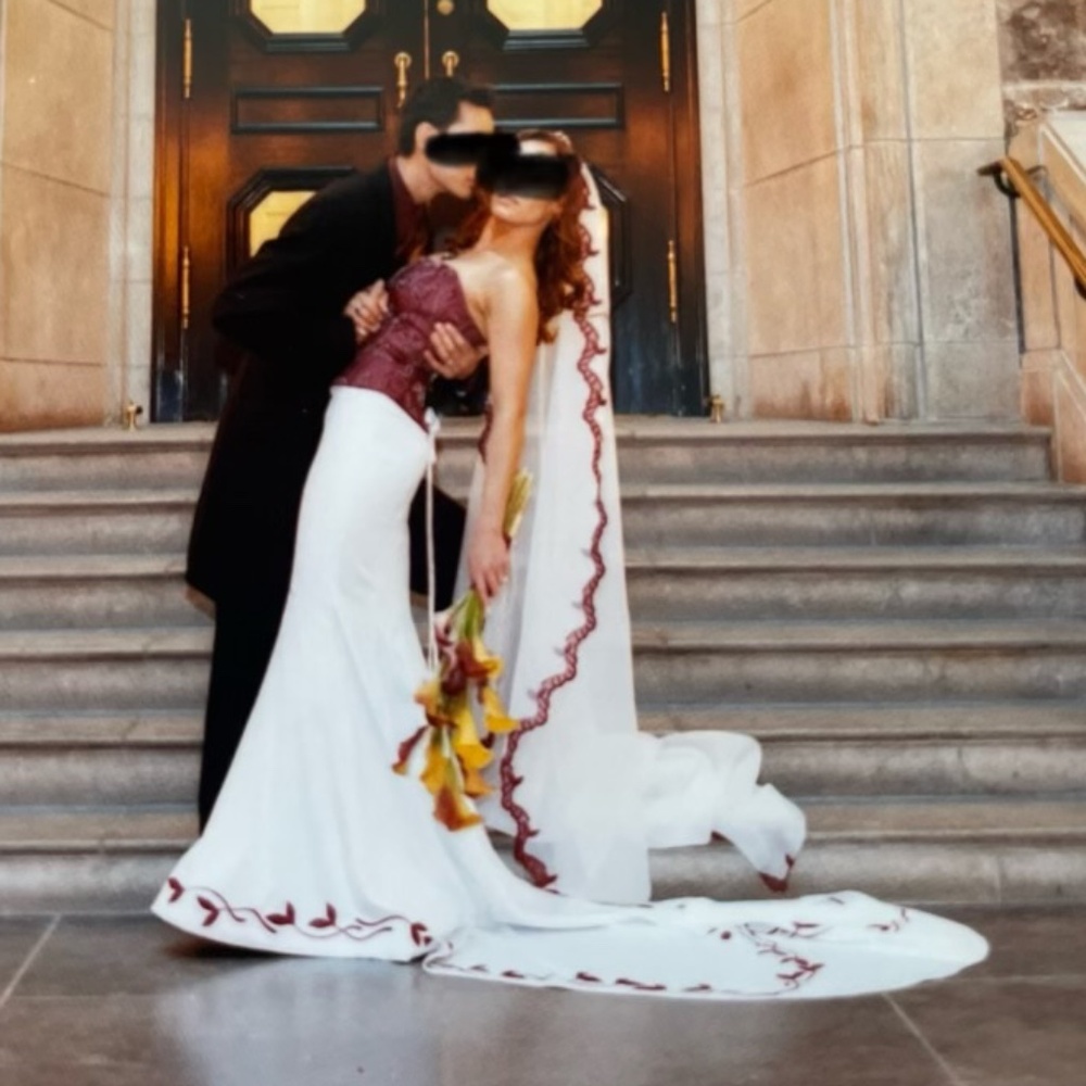 Custom Corset Wedding Gown & Cathedral Length Veil